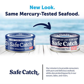 Safe Catch 12-pack tuna box on pantry shelf, great value for households.