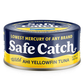Safe Catch Ahi Yellowfin tuna can in 5-ounce portion, ready for quick meals.