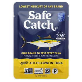 Safe Catch Ahi Yellowfin Tuna pouch, slow-cooked for rich flavor and convenient protein.