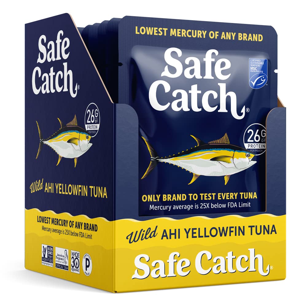 Safe Catch tuna pouch includes natural omega-3s with B6 and B12.