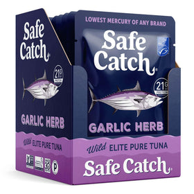 Safe Catch Elite ingredients close-up highlights herbs and avocado oil.