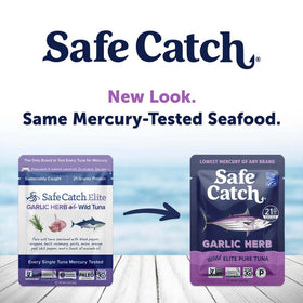 Safe Catch Elite 12-pack display emphasizes convenient paleo and gluten-free protein.