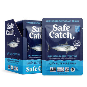 Safe Catch Elite tuna pouch front view for on-the-go protein.