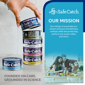 Safe Catch gluten-free and kosher-certified tuna can for inclusive diets.