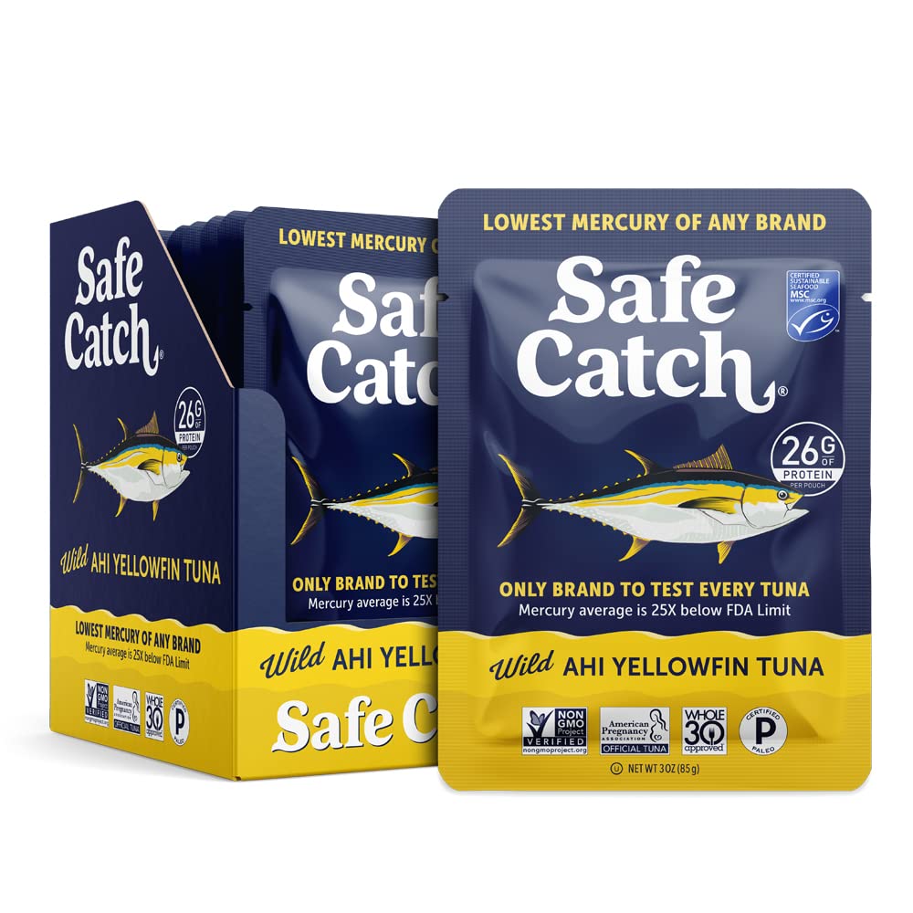 Safe Catch Mercury-tested tuna pouch with ultra-low mercury for safer seafood choices.