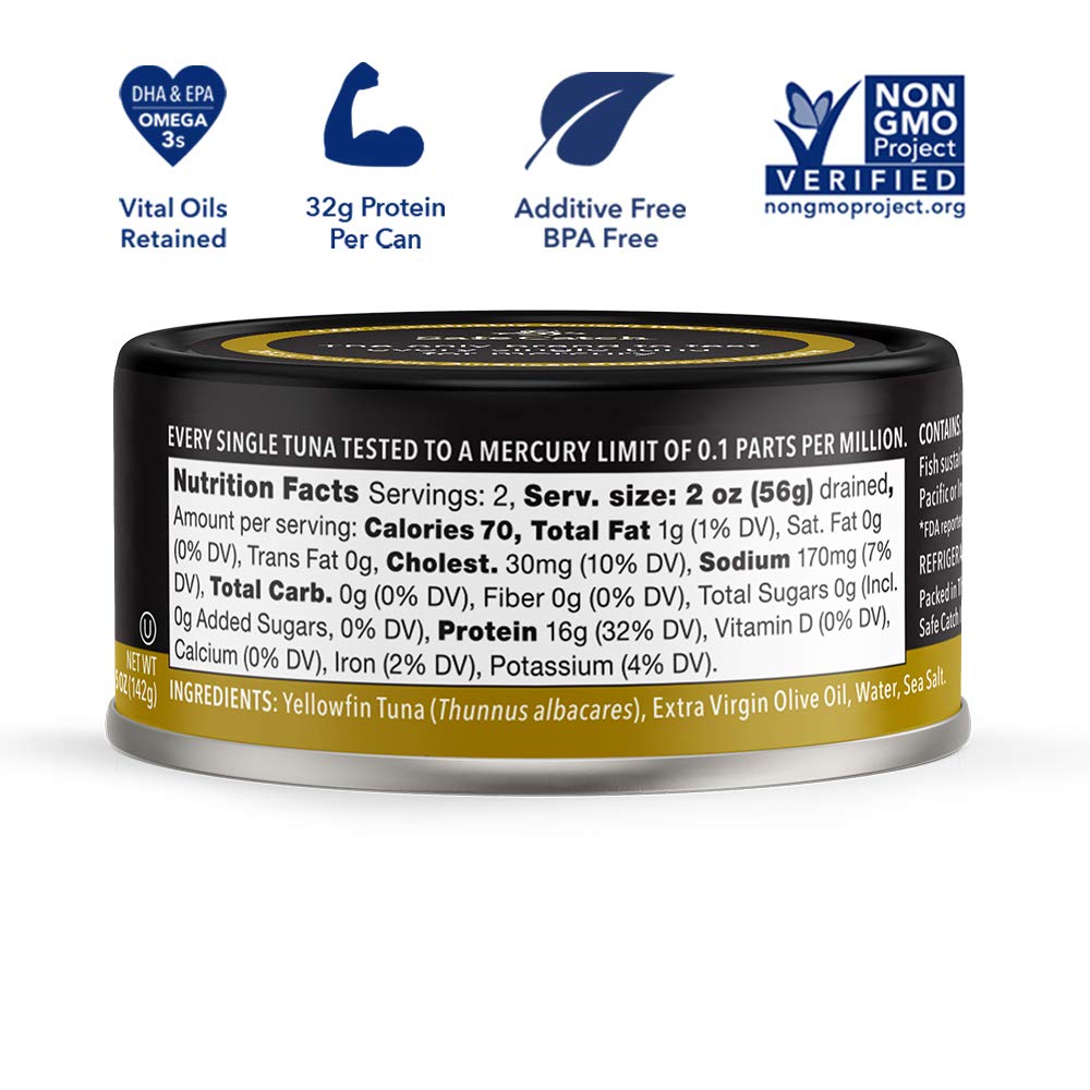 Safe Catch mercury-tested tuna with low mercury and Omega-3 naturally.