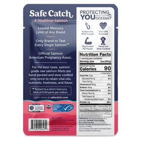 Safe Catch no salt added salmon pouch, ideal for omega-3 lunches.