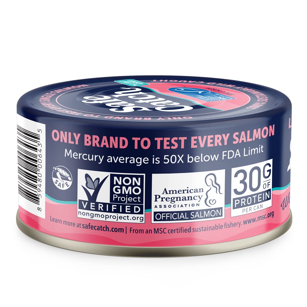 Safe Catch no salt added pink salmon can for versatile cooking.
