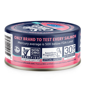 Safe Catch no salt added pink salmon can for versatile cooking.