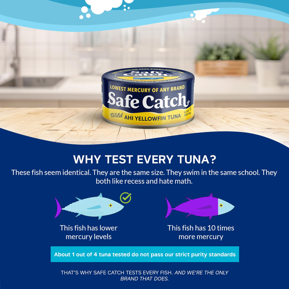 Safe Catch omega-3-rich tuna can emphasizing natural omega-3 fats.
