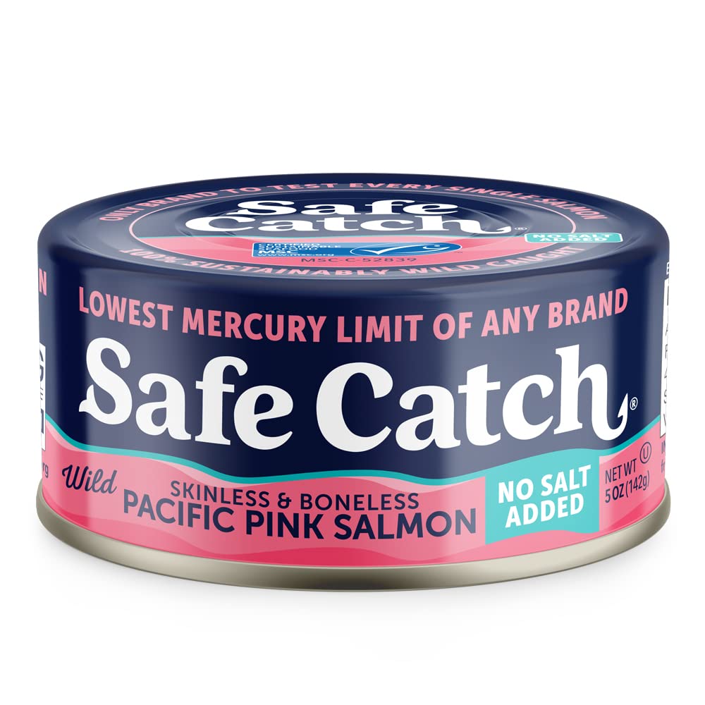 Safe Catch skinless boneless salmon filets, ideal for salads and bowls.