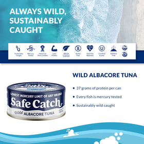 Safe Catch Wild Albacore Tuna can side profile showing compact, no-fillers packaging