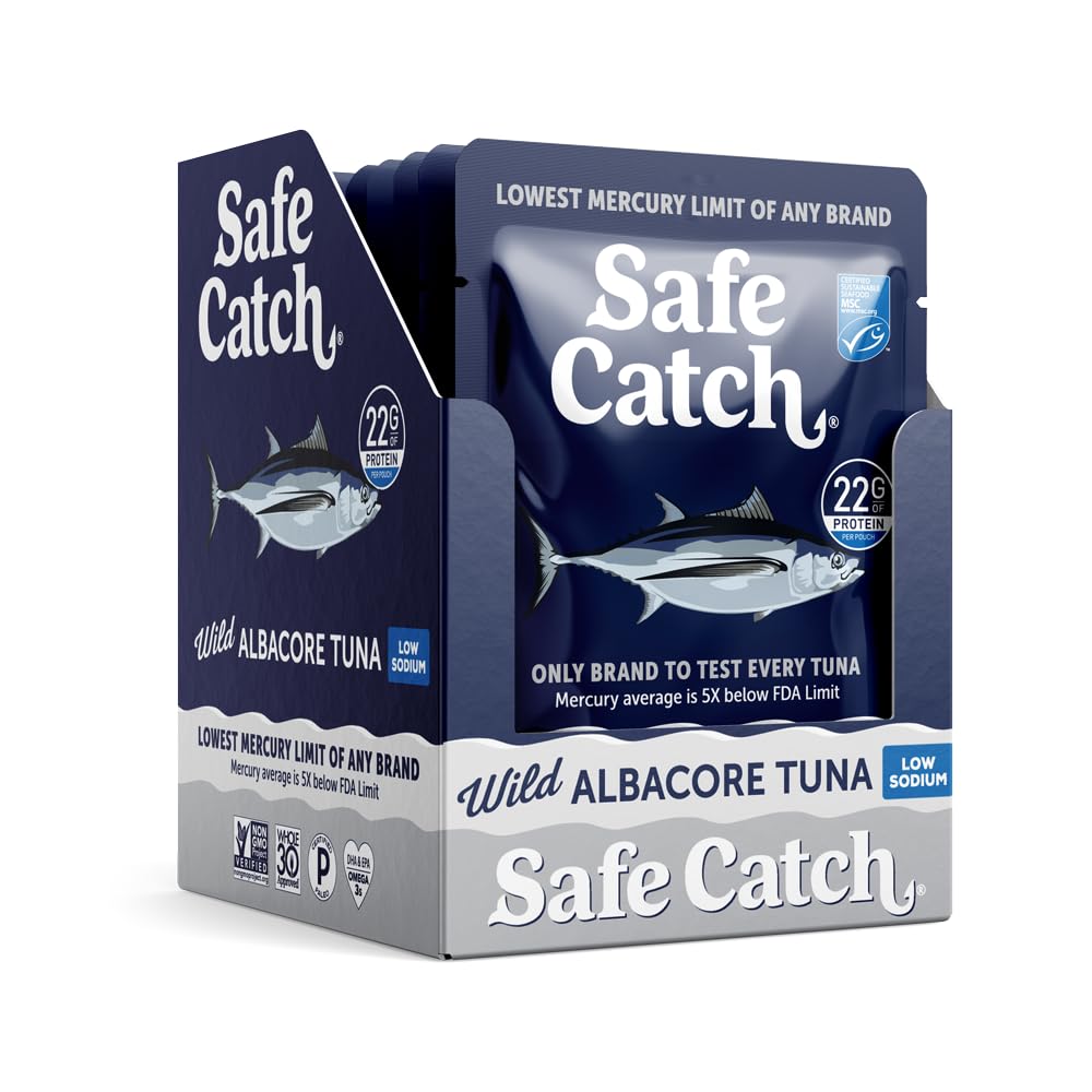 Safe Catch Wild Albacore Tuna Pouch served with salad for a protein boost.
