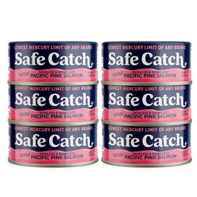 Safe Catch pink salmon can with skinless fillets, ready for a quick, protein-packed meal.