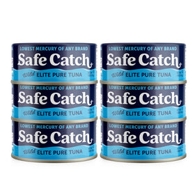Safe Catch Wild Tuna can close-up, showcasing premium quality and low mercury.