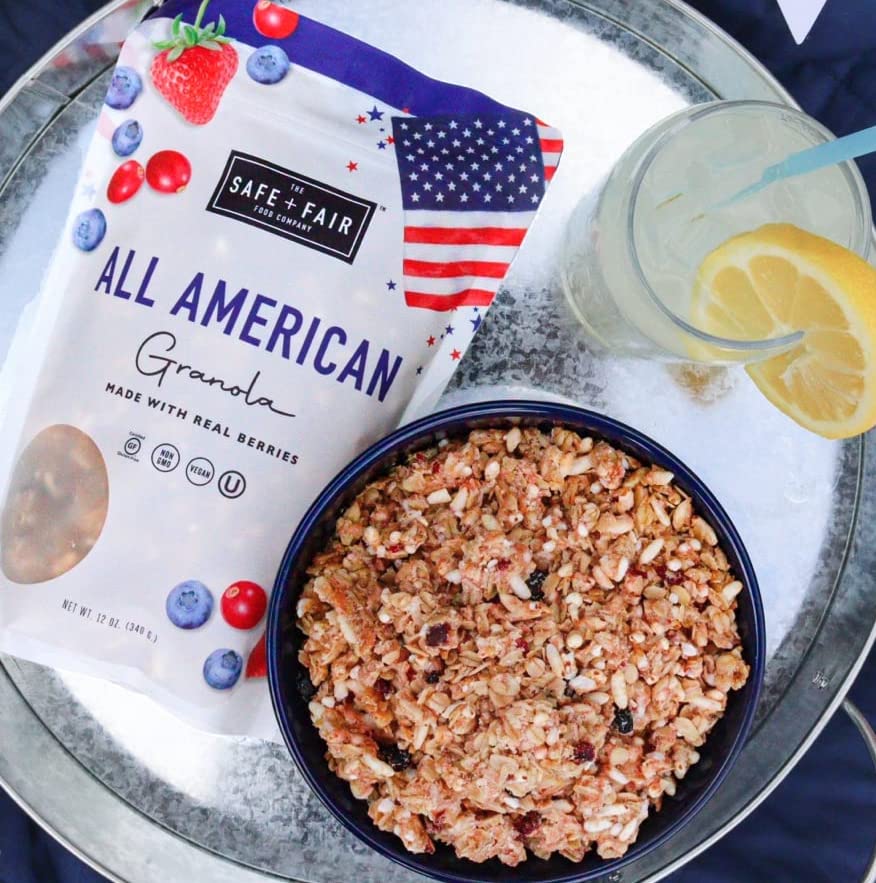 Parfait with Safe + Fair All American Granola and yogurt for a tasty layer.