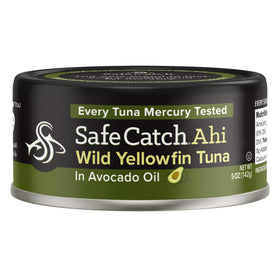 Safecatch Wild Ahi Yellowfin Tuna in avocado oil pack six, ready for quick, flavorful meals.