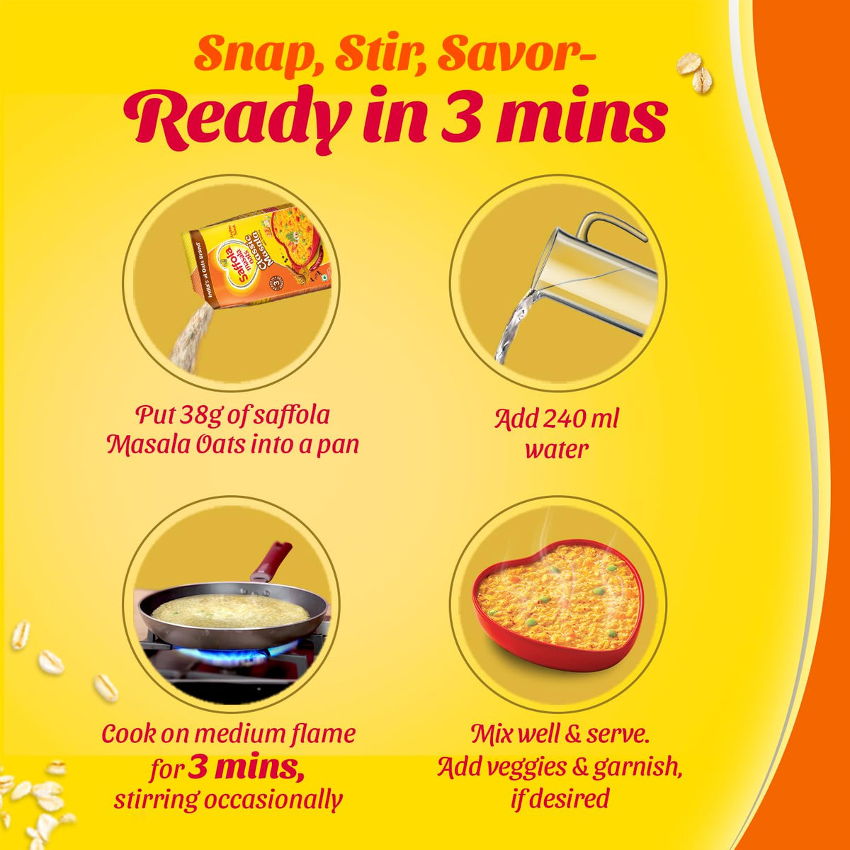 Saffola Masala Oats simmering to cook in three minutes