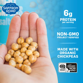 Saffron Road Organic Sea Salt Crunchy Chickpeas in a resealable pouch stay fresh between uses.