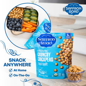 Saffron Road Sea Salt Crunchy Chickpeas offer 6g protein per serving for energy.