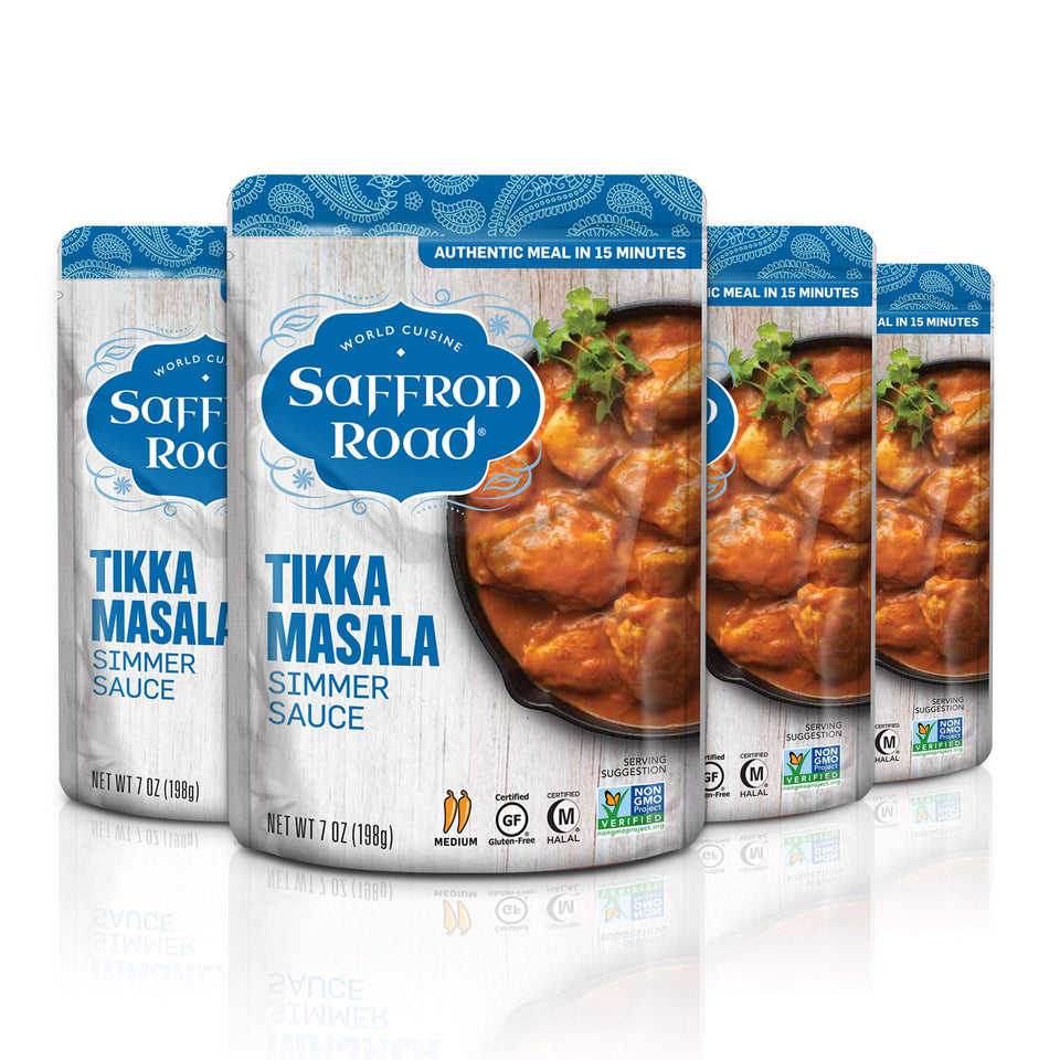 Saffron Road Tikka Masala sauce pouch ready for quick weeknight dinners
