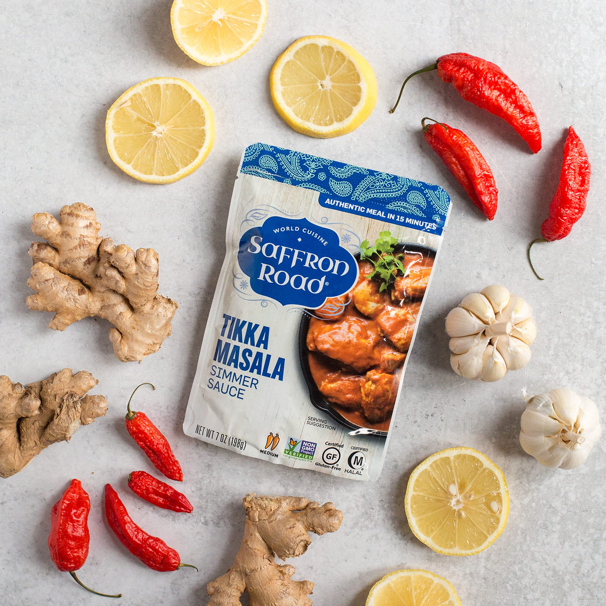 Saffron Road Tikka Masala with tofu and vegetables stir-fry