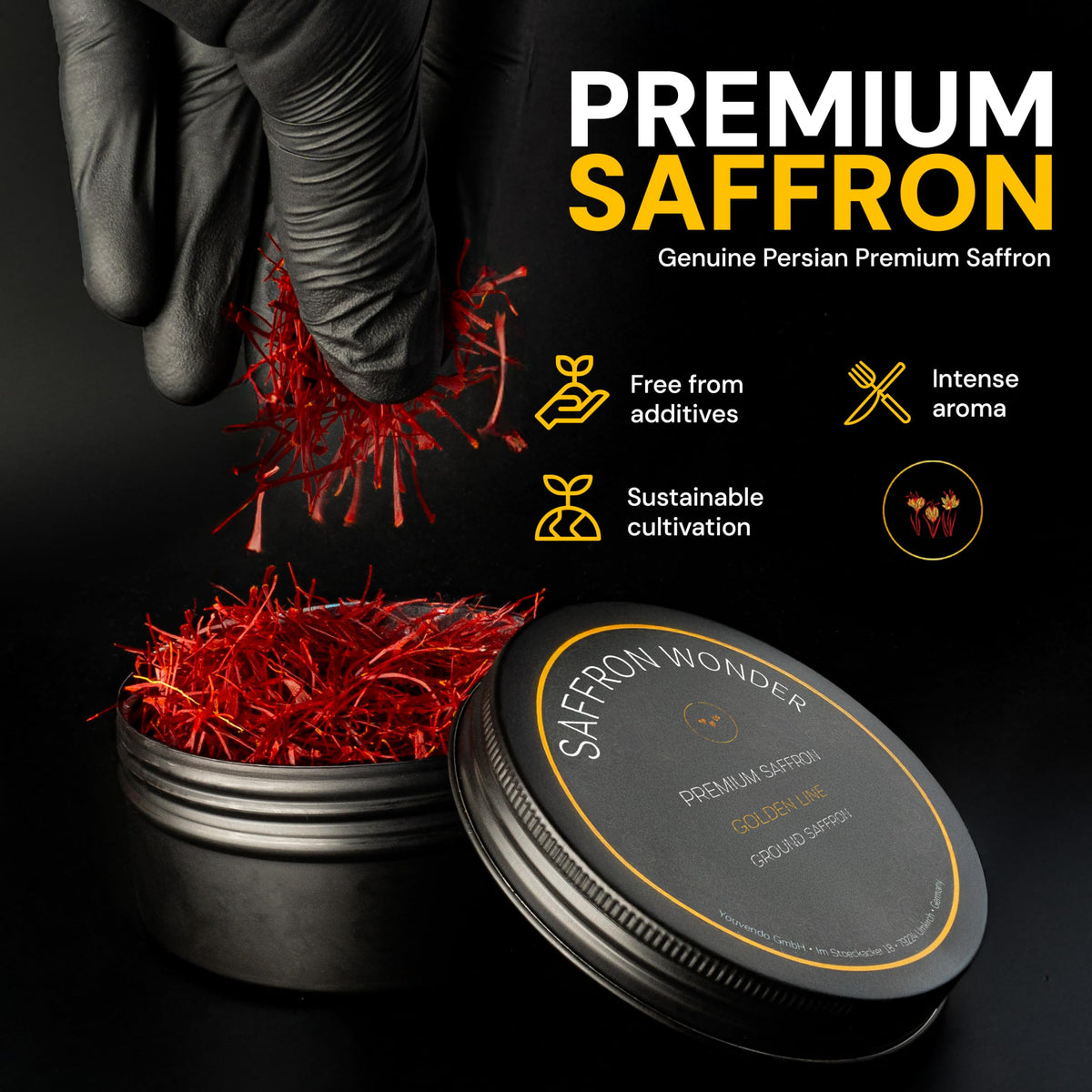 Saffron Wonder saffron with intense aroma featuring floral and honey notes.