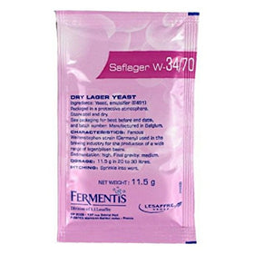 Saflager W34/70 yeast bottle and packaging, ideal for premium lager and pilsner brews.