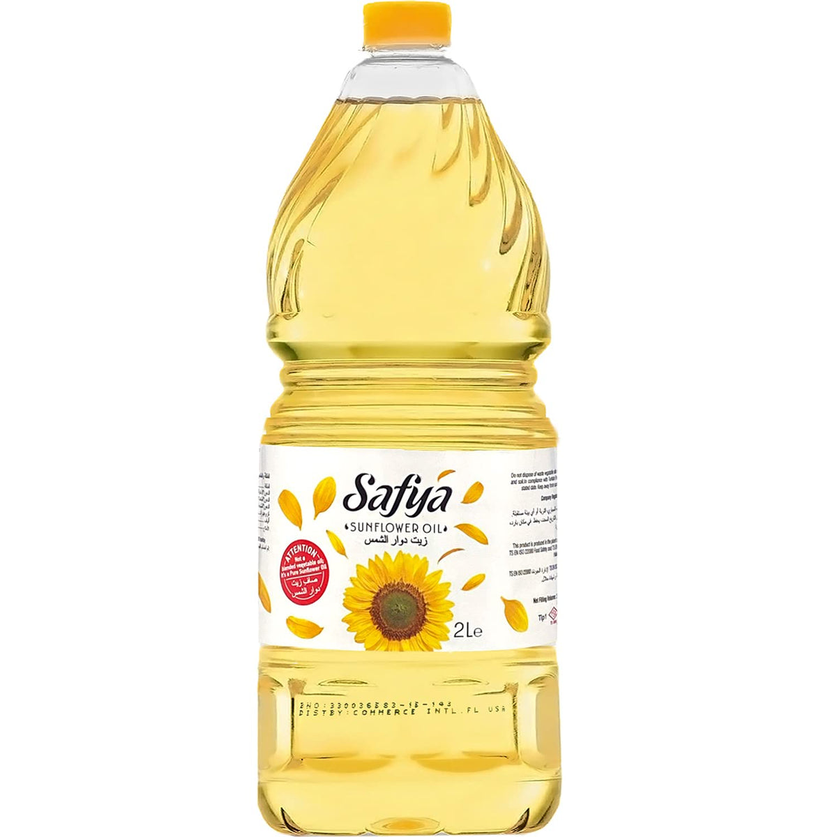 Safya sunflower oil bottle top view, pure Turkish oil for everyday cooking.
