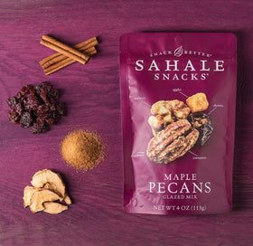 Sahale Deluxe mix with cherries and apples close-up—satisfying balance of sweet and savory