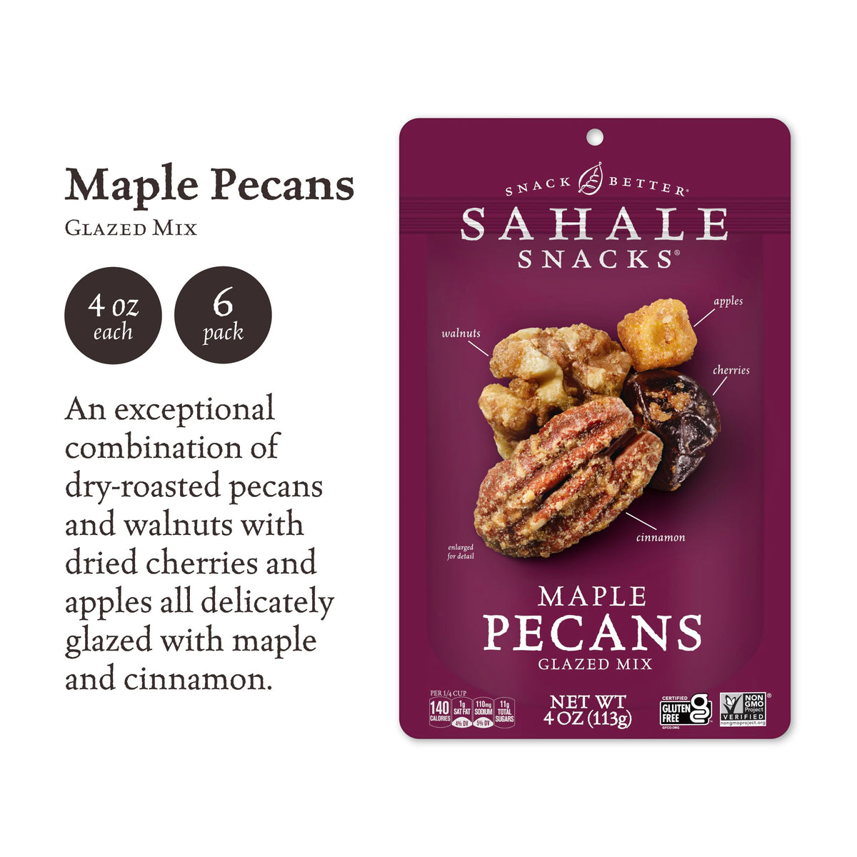 Sahale Maple Cinnamon Glaze close-up—aromatic coating enhances snacking pleasure