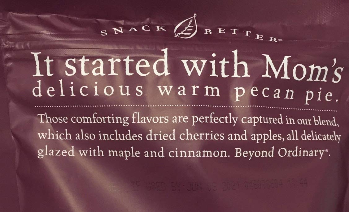 Sahale Maple Pecan Glazed Mix texture close-up with glossy coating.