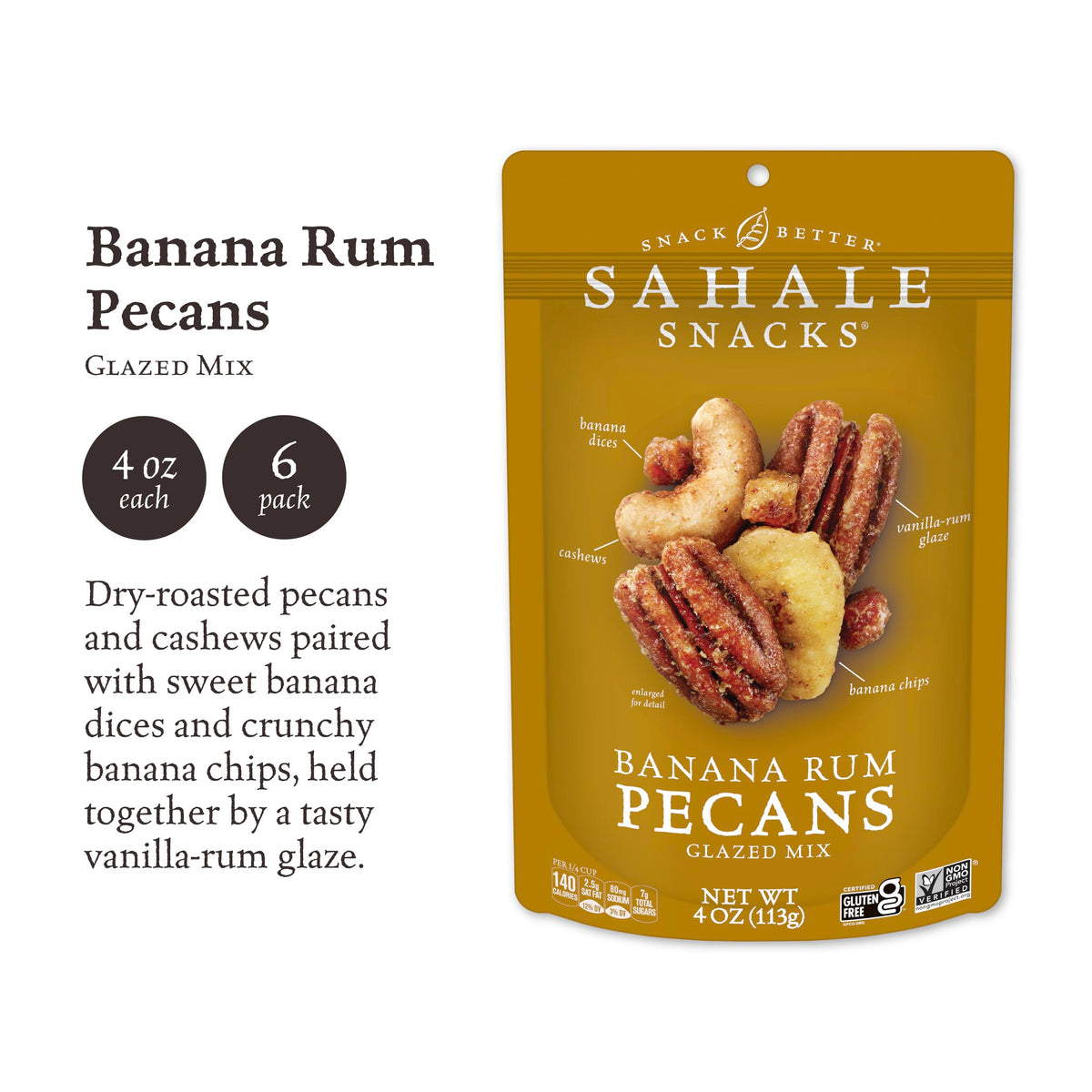 Sahale Snacks glazed mix dry-roasted-pecans-cashews close-up emphasizes crunchy texture