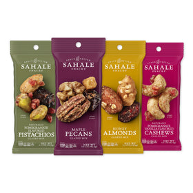 Sahale Snacks glazed mix maple pecans in a bag, ideal for outdoor snacking.