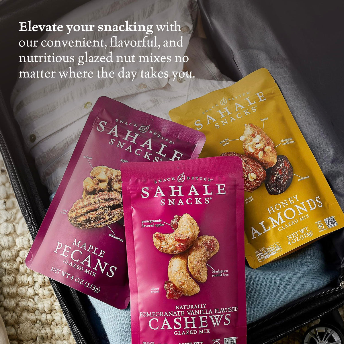 Sahale Snacks honey almonds pouch with glossy glaze for a quick snack