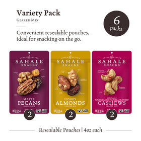 Sahale Snacks glazed maple pecans pouch close-up highlighting glaze