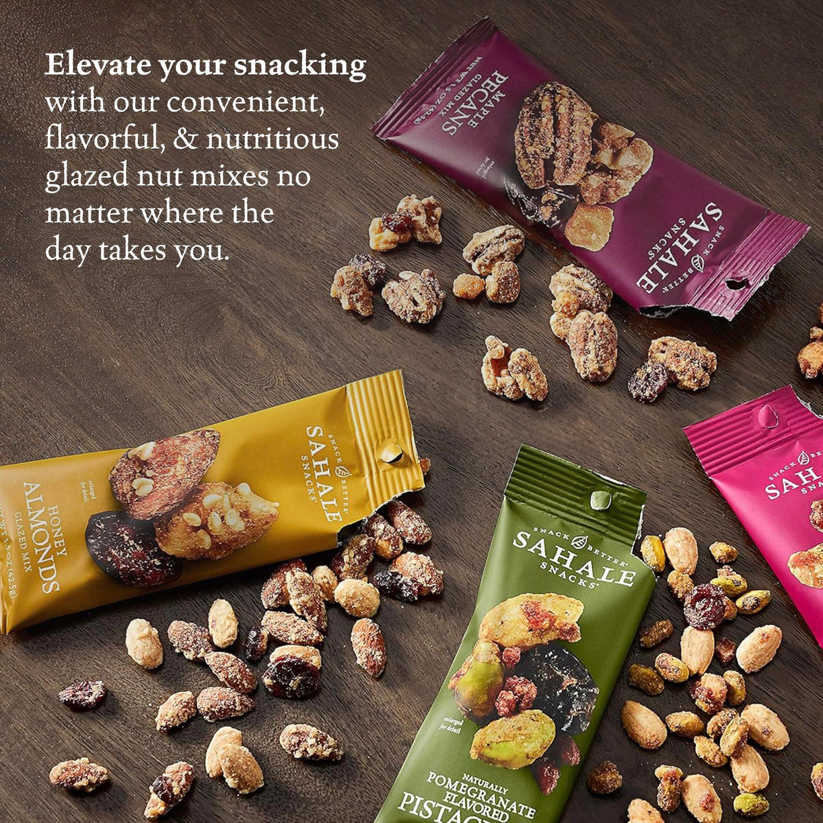 Sahale Snacks glazed nut variety pack 12-pack, convenient grab-and-go option.