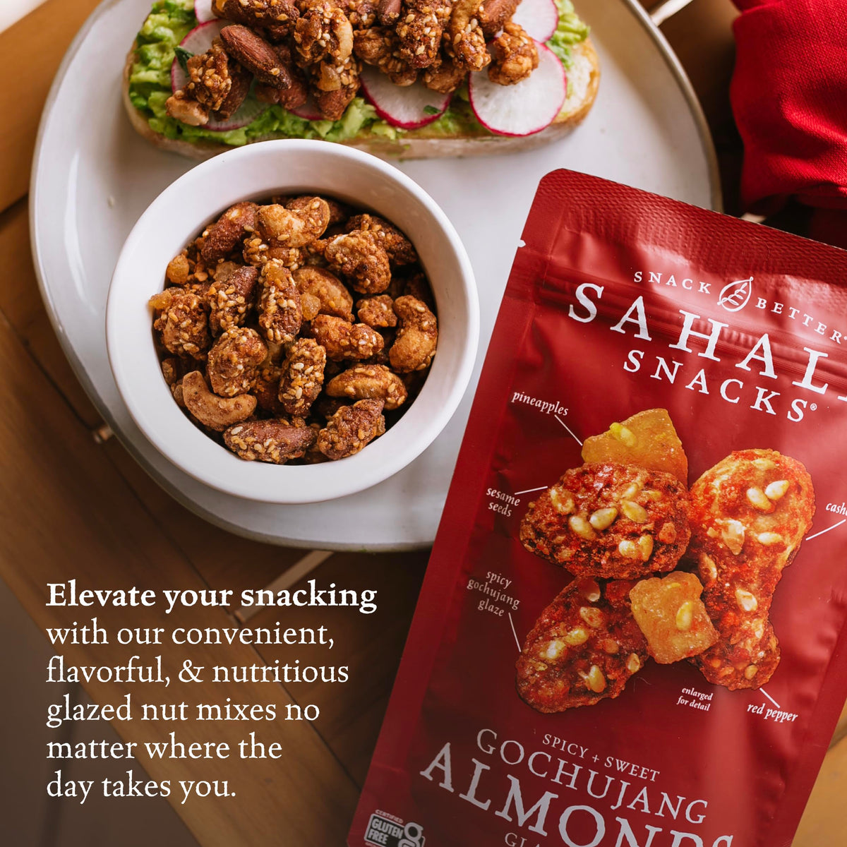 Outdoor picnic with Sahale Gochujang Almonds Glazed Mix.
