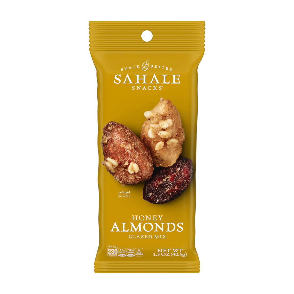 Sahale Snacks Honey Almonds Glazed Mix front-pack for convenient grab-and-go snacking.