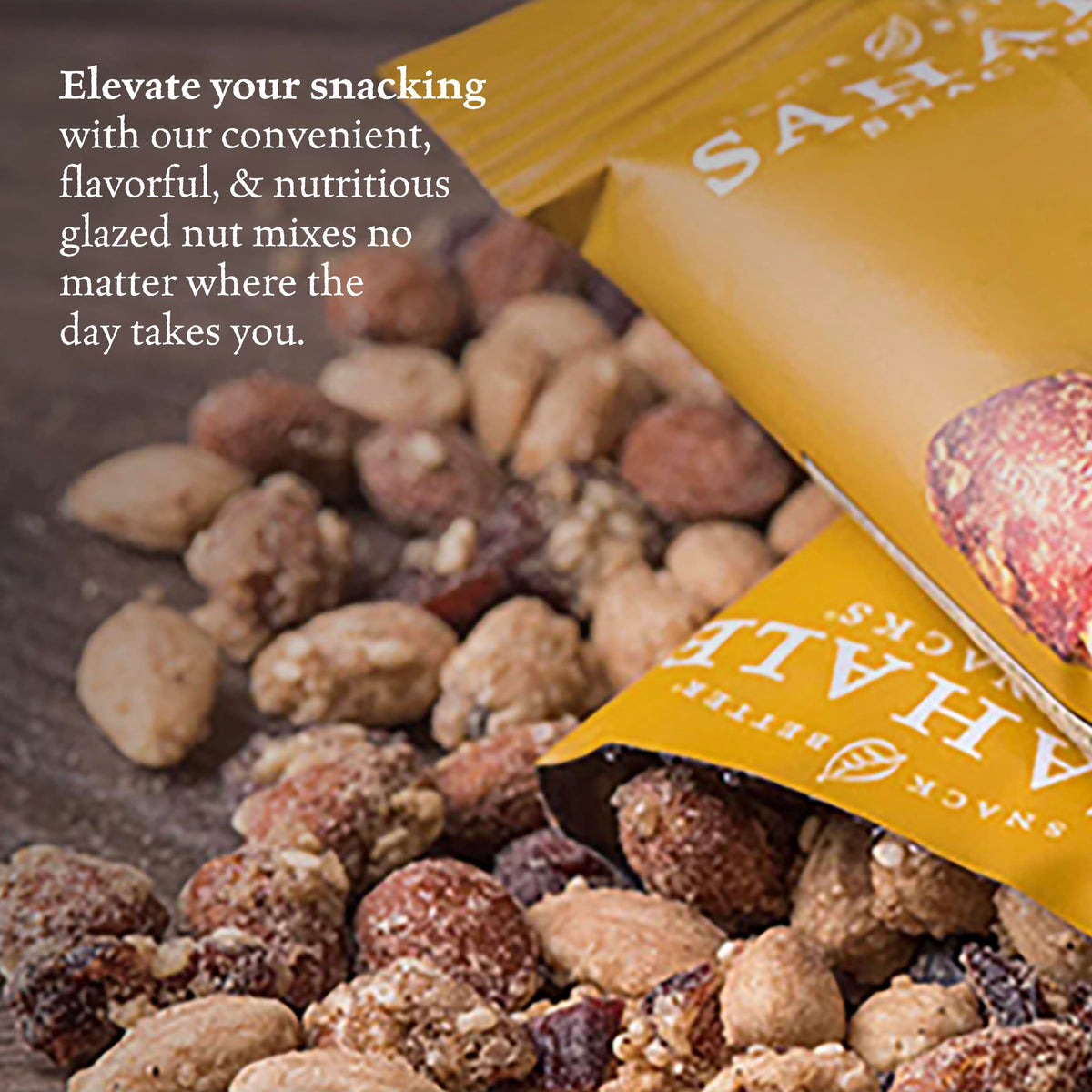 Sahale Snacks Honey Almonds Glazed Mix grab-and-go bag supports busy days.