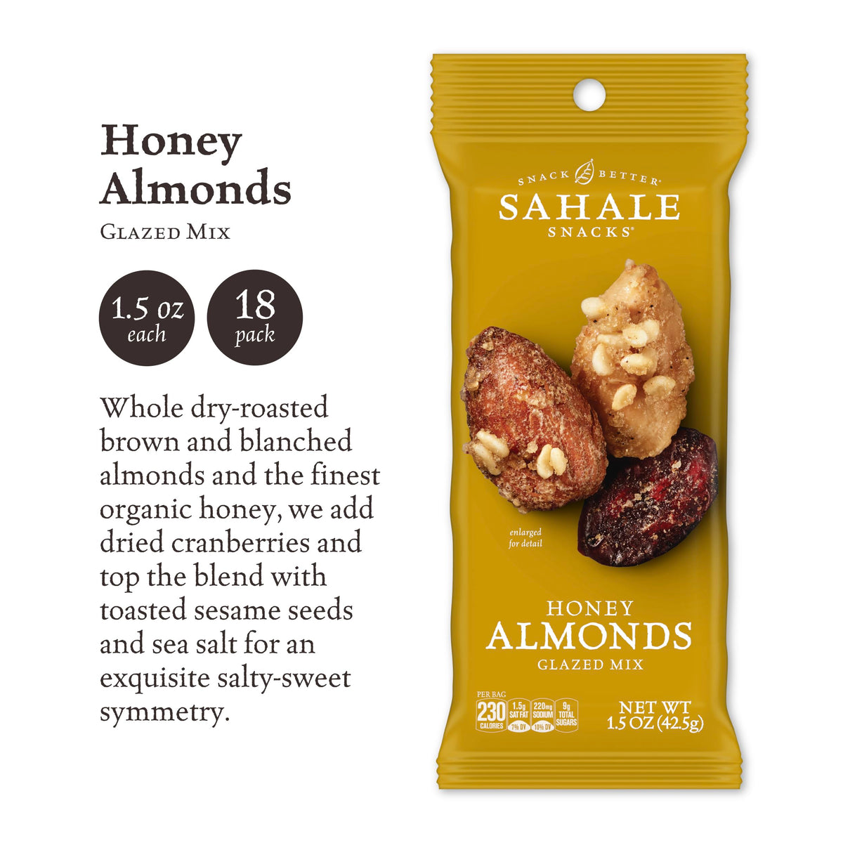 Sahale Snacks Honey Almonds Glazed Mix open-bag ready-to-eat snack on the move.