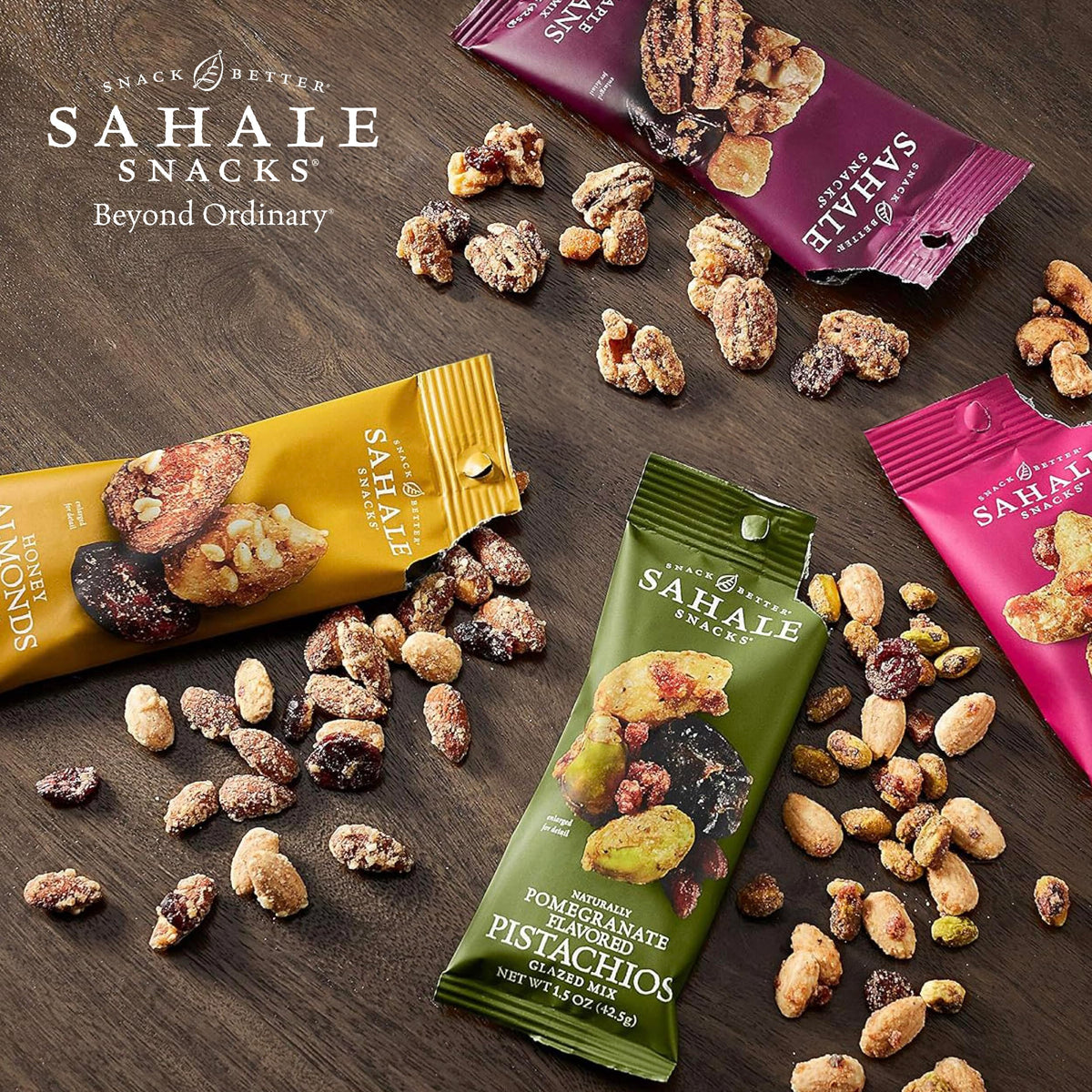 Sahale Snacks Honey Almonds Glazed Mix gluten-free and kosher attributes for dietary needs.