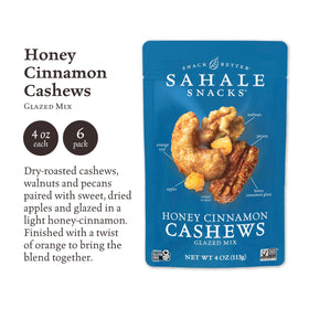 Close-up of the glossy honey cinnamon glaze on Sahale Honey Cinnamon Cashews Glazed Mix