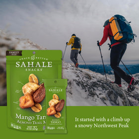 Sahale Snacks Mango Tango ingredients view showing non-GMO, gluten-free elements