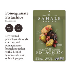 Sahale Snacks Pomegranate Pistachios Glazed Mix vibrant cherries and pomegranate notes for a lively flavor.