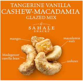 Sahale Tangerine Vanilla Glazed Mix with orange notes and Madagascar vanilla for a dessert-inspired bite.
