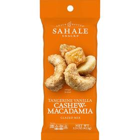 Sahale Snacks Tangerine Vanilla Glazed Nuts in a resealable pouch for on-the-go snacking.