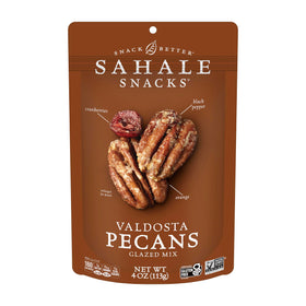 Sahale Snacks Valdosta Pecans Glazed Mix bag view highlights glossy glaze and balanced flavors