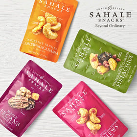 Pack of six Sahale Valdosta Pecans Glazed Mix with travel-friendly packaging