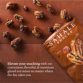 Serving bowl with Sahale Valdosta Pecans Glazed Mix ready to snack